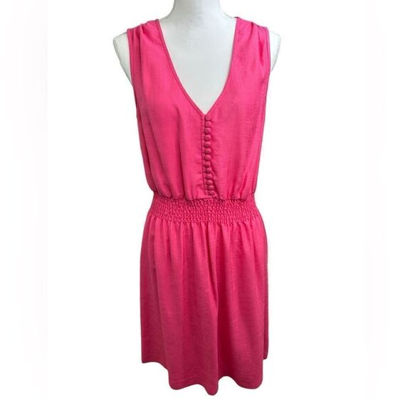 Trina Turk Los Angeles Hot Pink Sleeveless Cinch Waist Mini Dress Size M??? - Picture 1 of 8